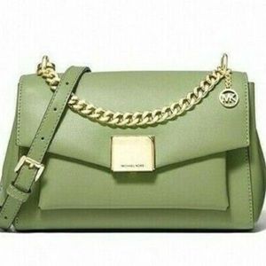 Michael Kors MK Lita Medium Leather Shoulder Crossbody Bag Green